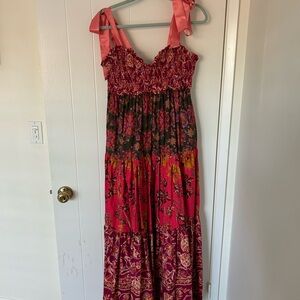 Free People Bluebell Maxi Dress with Pink Ribbon Straps